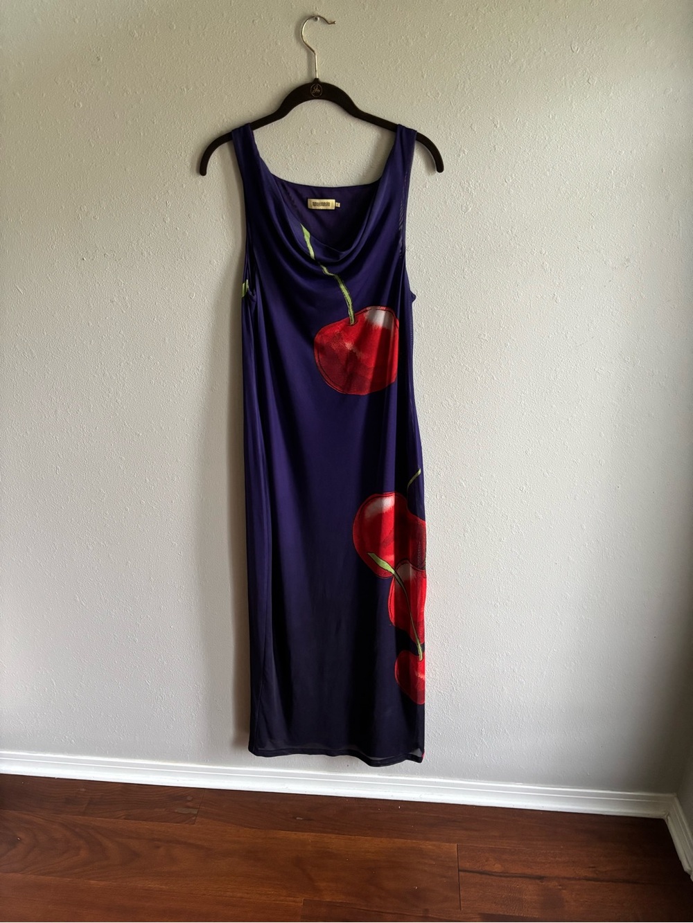 Muma Luis Sleeveless Navy Cherry Print Maxi Dress Retail $395